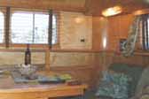 Photo shows curved wood ceiling panels in 1948 Westcraft Sequoia Trailer